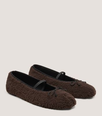 Stuart Weitzman,PRIMA BOW BALLET MARY JANE,Brown,Angle View
