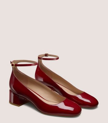 Stuart Weitzman,EMILEE STRAP PUMP 45,Maroon,Angle View