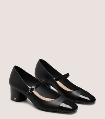 Stuart Weitzman,Pump,Cuir lisse et verni,Noir