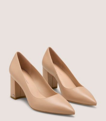 Stuart Weitzman,JONES BLOCK PUMP 75,Beige,Angle View