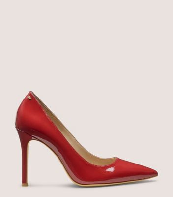 Stuart Weitzman,JONES PUMP 95,Rubber,Leather,Pumps,Cocktail,Red,Front View