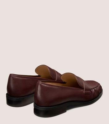 Stuart Weitzman,LUANNE LOAFER,Rubber,Leather,Loafer,Penny Loafer,Work,Maroon,Back View