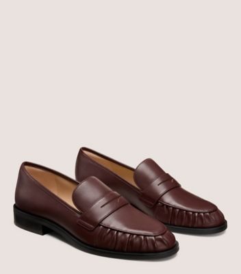 Stuart Weitzman,LUANNE LOAFER,Rubber,Leather,Loafer,Penny Loafer,Work,Maroon,Angle View