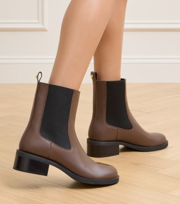 Stuart Weitzman,Bootie,Cuir lisse,Espresso