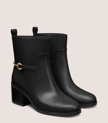 Stuart Weitzman,Bootie,Cuir lisse,Noir