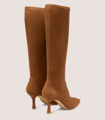 Stuart Weitzman,VALENTINA BOOT 75,Suede,Rubber,Leather,Boots,Flexible,Day Party,Brown,Back View