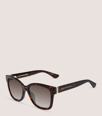 Stuart Weitzman,sunglasses,Acétate et métal,Havane Brun/Or Rose Brillant,Angle View