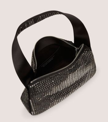 Stuart Weitzman,Bag,SATIN/BRILLANCE DE CRISTAL CARRÉ,Noir,Top View