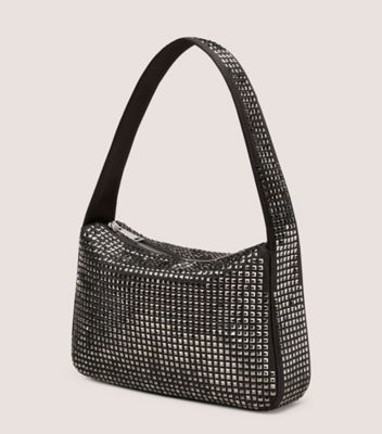 Stuart Weitzman,Bag,SATIN/BRILLANCE DE CRISTAL CARRÉ,Noir,Side View