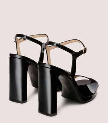 Stuart Weitzman,Sandal,Cuir verni,Noir,Back View
