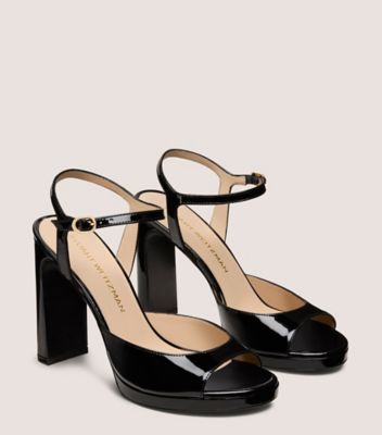 Stuart Weitzman,Sandal,Cuir verni,Noir,Angle View