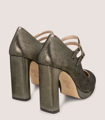 Stuart Weitzman,Pump,CUIR NOIR,Platino Or,Back View