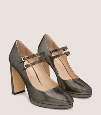 Stuart Weitzman,Pump,CUIR NOIR,Platino Or,Angle View