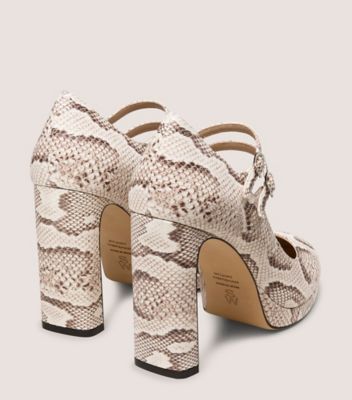 Stuart Weitzman,Pump,SERPENT IMPRIMÉ MONOCHROME,Crème,Back View