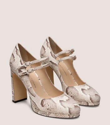 Stuart Weitzman,Pump,SERPENT IMPRIMÉ MONOCHROME,Crème,Angle View