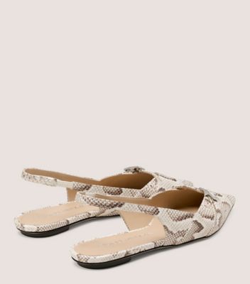 Stuart Weitzman,Flat,SERPENT IMPRIMÉ MONOCHROME,Crème,Back View
