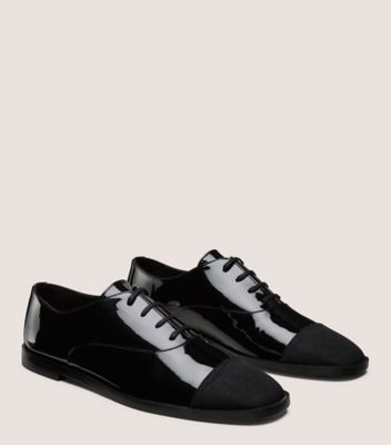 Stuart Weitzman,Cuir verni et gros-grain,Noir,Angle View