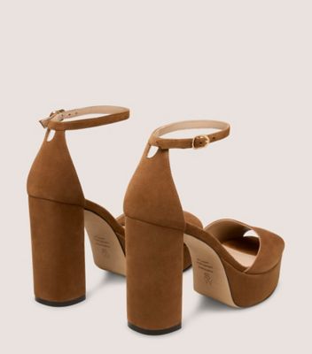 Stuart Weitzman,Sandal,Suède,Amande Rôtie,Back View