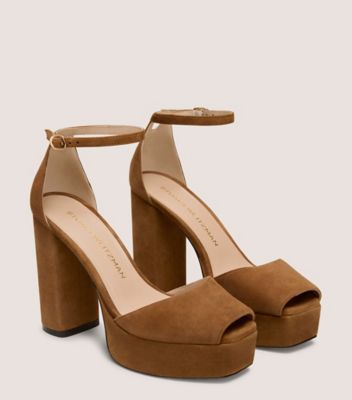 Stuart Weitzman,Sandal,Suède,Amande Rôtie,Angle View