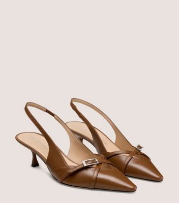 Stuart Weitzman,GEORGIE SLINGBACK 50,Brown,Angle View