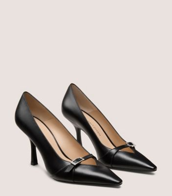Stuart Weitzman,GEORGIE PUMP 85,Black,Angle View