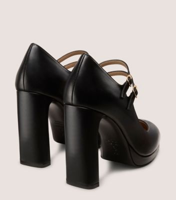 Stuart Weitzman,Cuir lisse,Noir,Back View