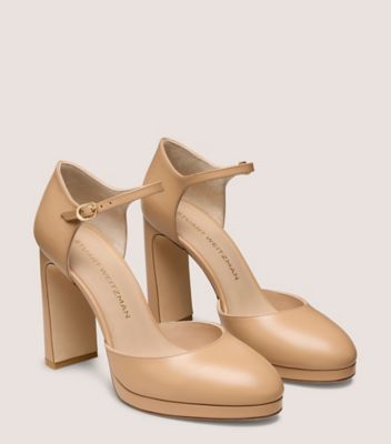 Stuart Weitzman,Cuir lisse,Beige Adobe,Angle View